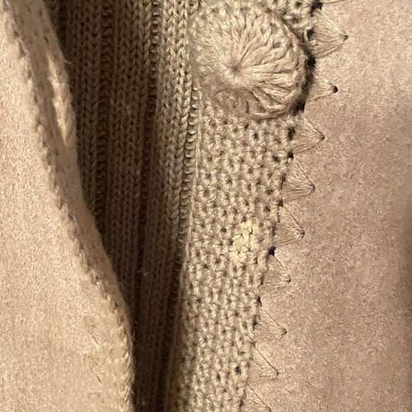 VINTAGE KIKIT Maurice Sasson Women's Suede Leather Jacket Crochet Beige Size (L) - Picture 8 of 10